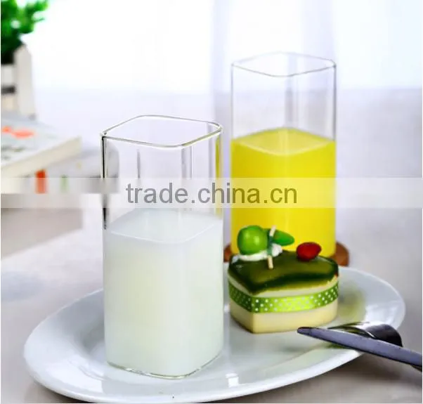 Iced Beverage Glasses Cups ,Capacity: 13-Oz / 400 ml, square shaped, borosilicate glass