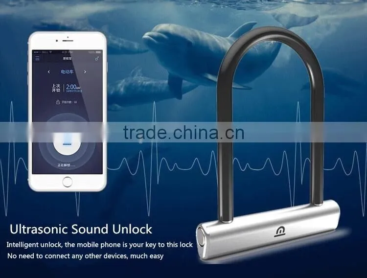 Newest intelligent security Bicycle lock Ultrasonic tire lock keyless electric U-lock