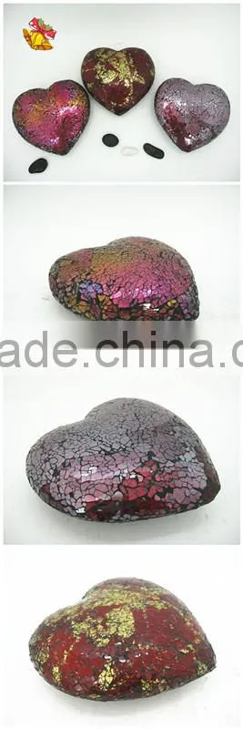 Gift Set Crackle Mosaic Iridescent Glass Hearts