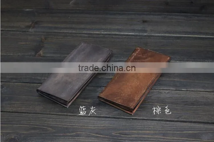 retro style magic cowskin leather men wallet for travel