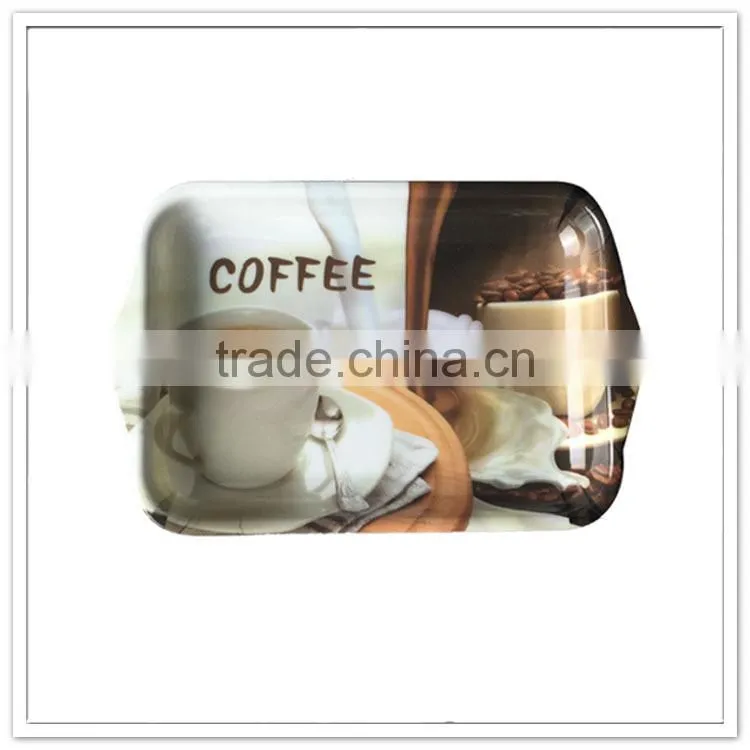 Modern design hot selling non-slip custom print hotel and coffe shop used melamine coffee cup tray