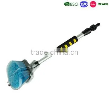 Extendable water flow through car wash brush, long handled floor cleaning brush
