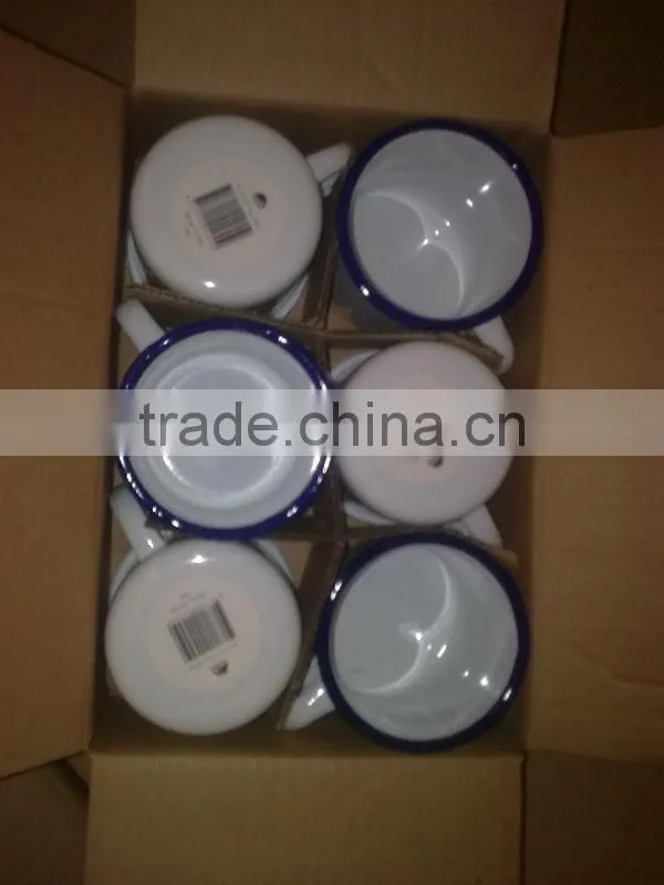 12CM dark color enamel mug with hollow handle