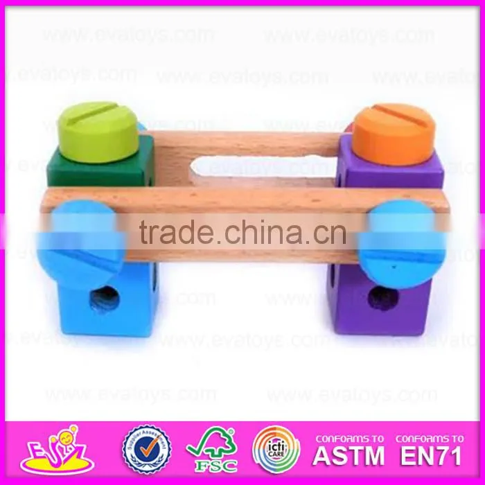 2016 most popular changable screw assemble toy, wooden screw assemble toy W03C013