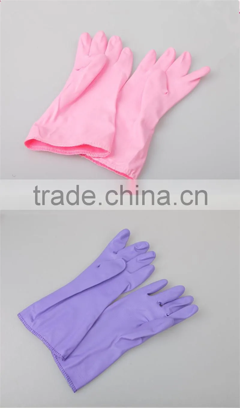 Dish washing up hand protective cotton lined rubber gloves,top glove latex gloves