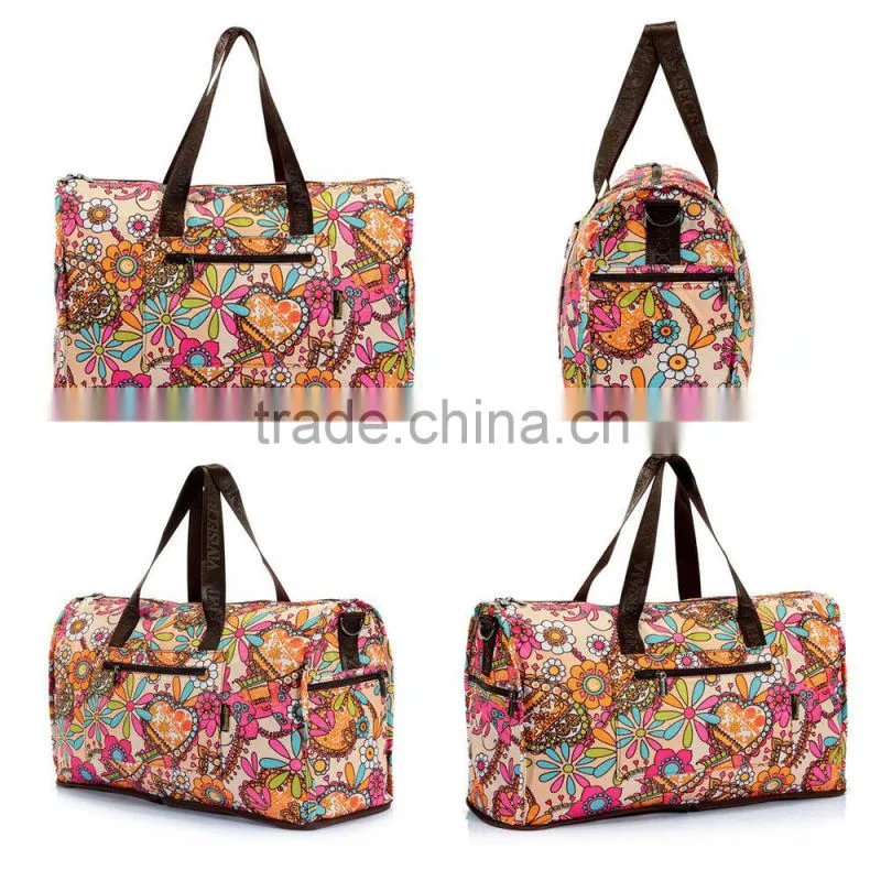 Fashion new design Folding Tote Shoulder Shopping Travel bags foldable Portable duffle bags
