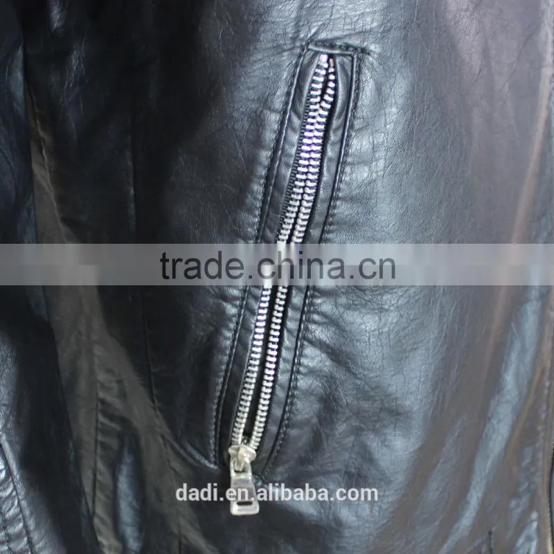 2015 New Style Black Mens Genuine Leather Jacket