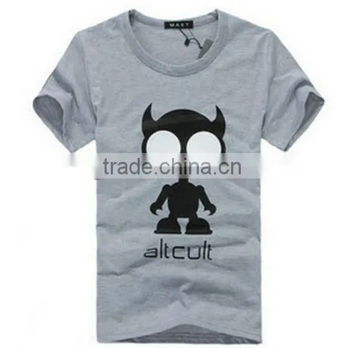 2013 summer casual heather grey O-neck cotton short sleeve custom printing t-shirts