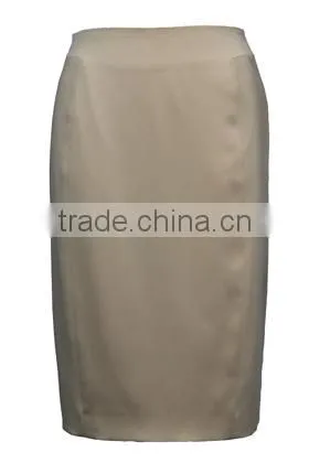 2016 Hot Sale Formal/Mature Clothing Manufacturer Polyester Satin Back Slit Wrap Around Skirts