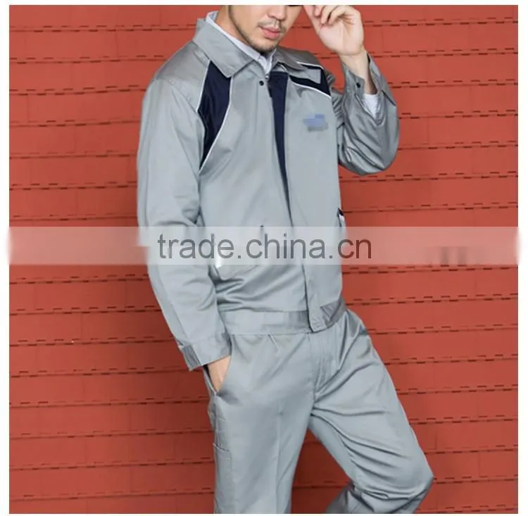 Custom Grey Cotton Engineer Work Uniform Jacket And Pants
