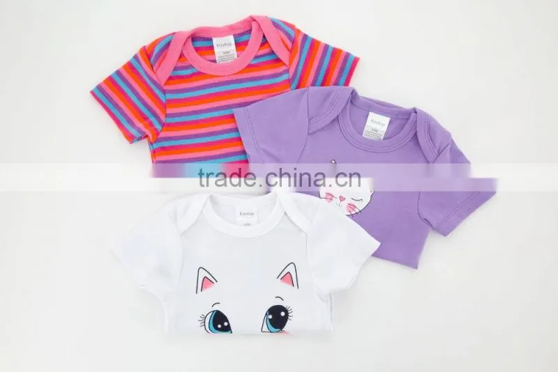 Cheap Factory Baby Clothes Summer 100%Cotton Short Sleeves with Animal Prints Newborn Infant Baby Bodysuits