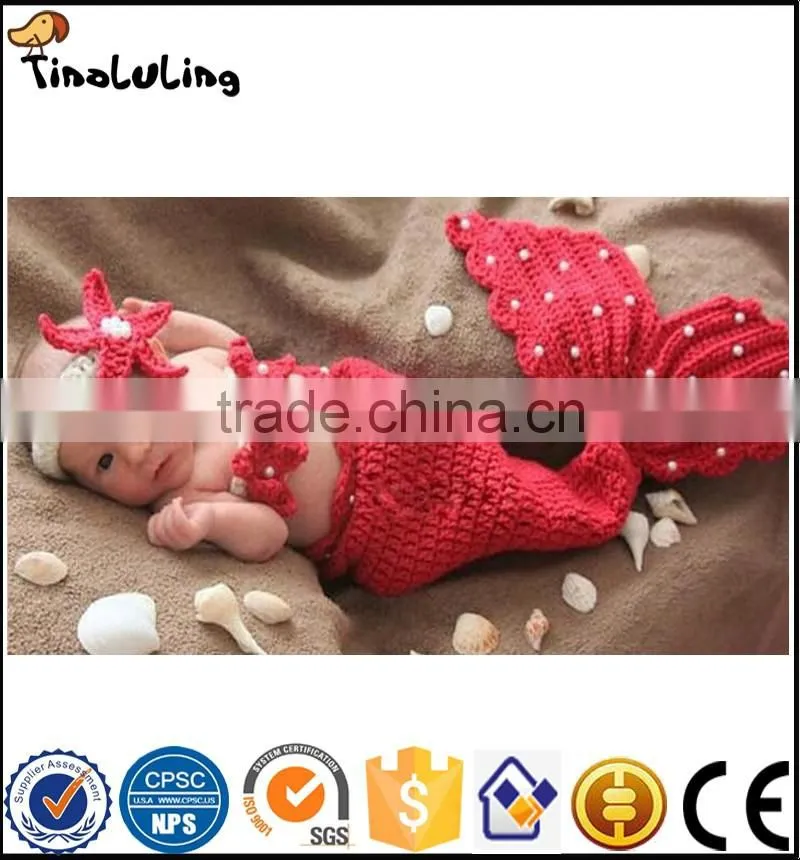 2017 Hot selling Handmade Newborn baby Crochet Mermaid Costumes Outfit Photo Props Costumes