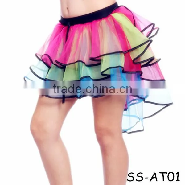adult sexy colorful rainbow corset party dance skirt tutu for girls
