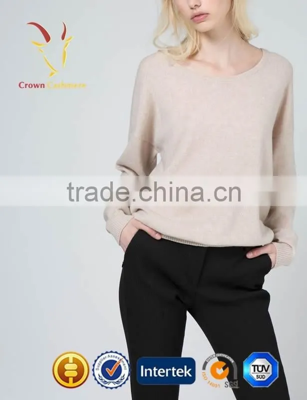 Women Round Neck Winter Loose Soild Color Pullover Sweater
