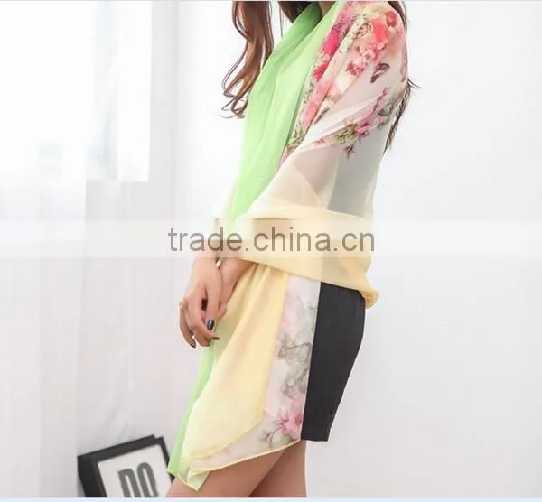 High grade many pattern and color choice 195*150cm long style for 4season silk shawl beautiful silk scarf