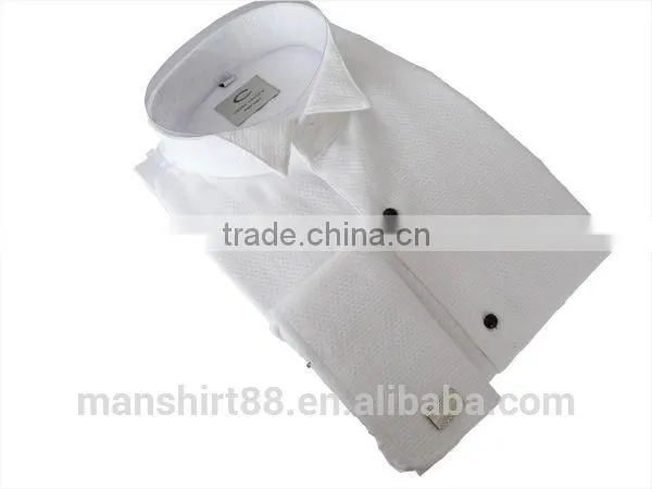 2017 white slim fit wing collar french cuff tuxedo shirt