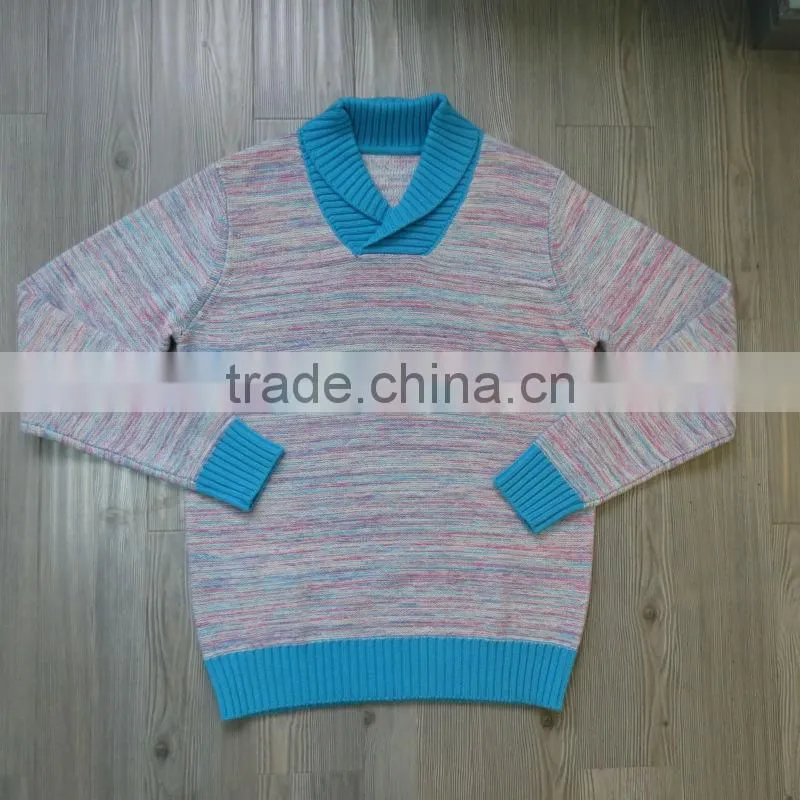 Blue neck casual design pullover casual men knitted sweater men
