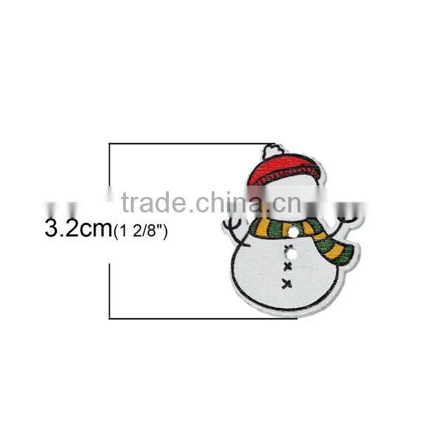 Wood Sewing Buttons Scrapbooking 2 Holes Christmas Snowman At Random