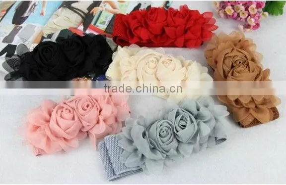 2013 Wide fashion women elastic webbing belt with many colors and designs for optipon