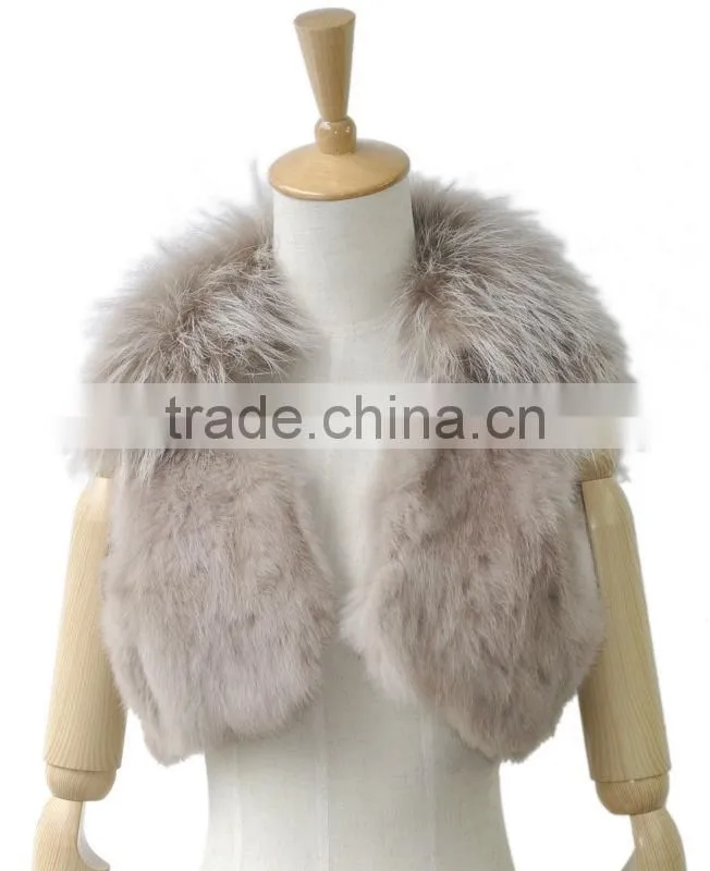 YR267 Ladies Rabbit and White Raccoon Belly Fur Vest