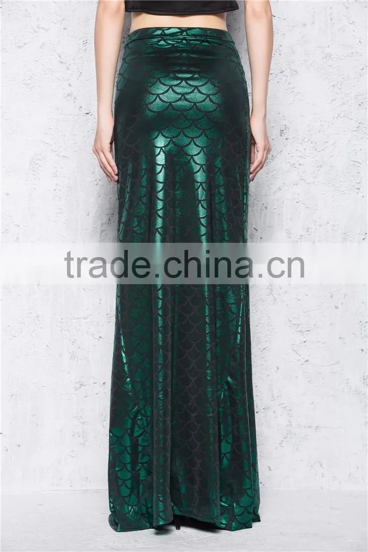 Ladies Sexy Maxi Long Shiny Mermaid Skirts Fish Scale Dress
