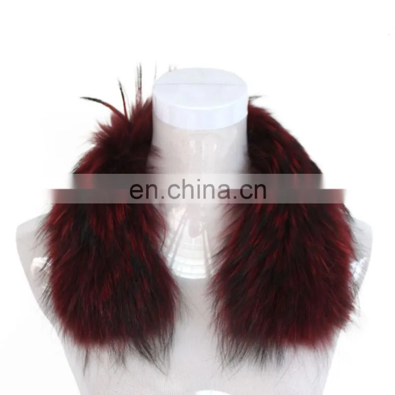 Dyed Large Genuine Raccoon Fur Collar Trim for Coat