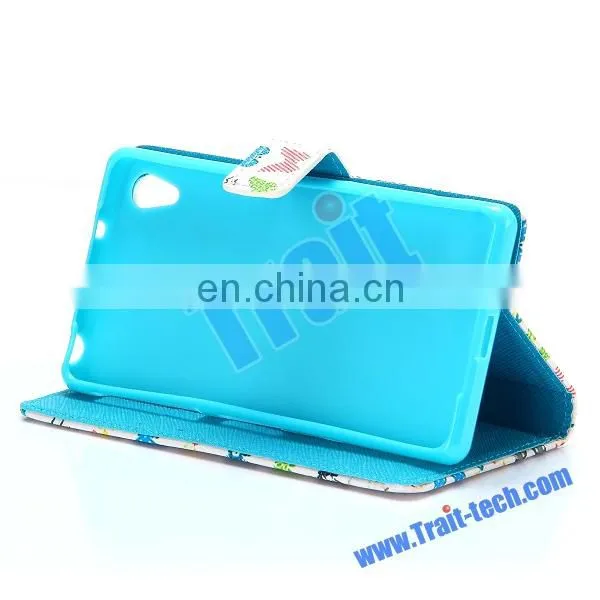 Cross Pattern Wallet Flip Stand Waterproof Leather Case for Sony Xperia Z Z2 L50W D6502 D6503
