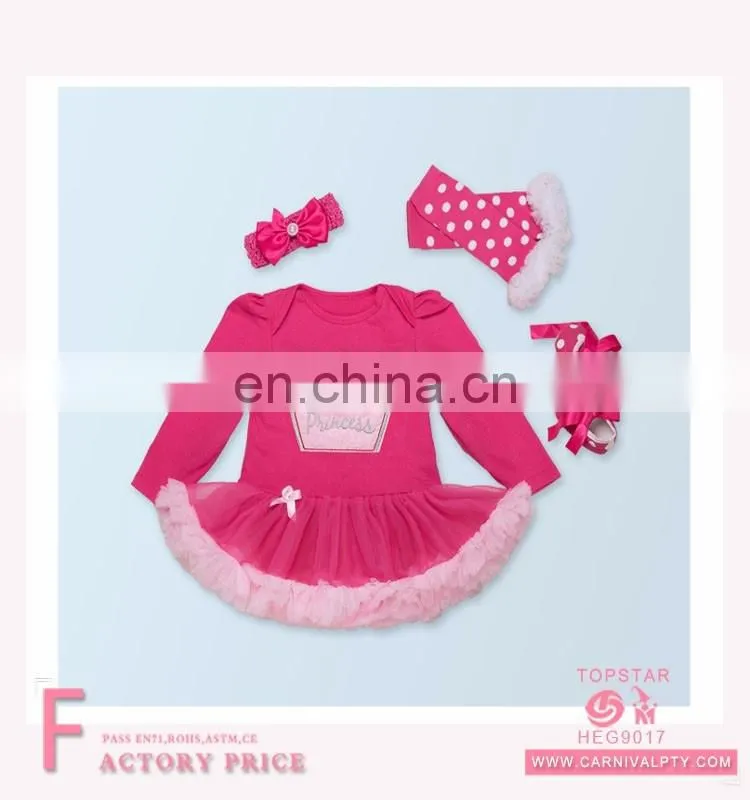 New fashionable baby children kids lace dresses set red cotton long sleeveless skirt +shoes +rosette