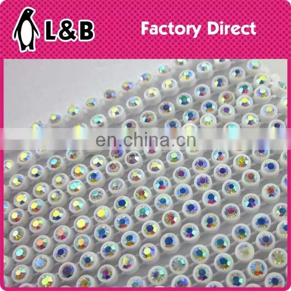 SS6/ SS8 single row multicolored plastic rhinestone chain for decoration