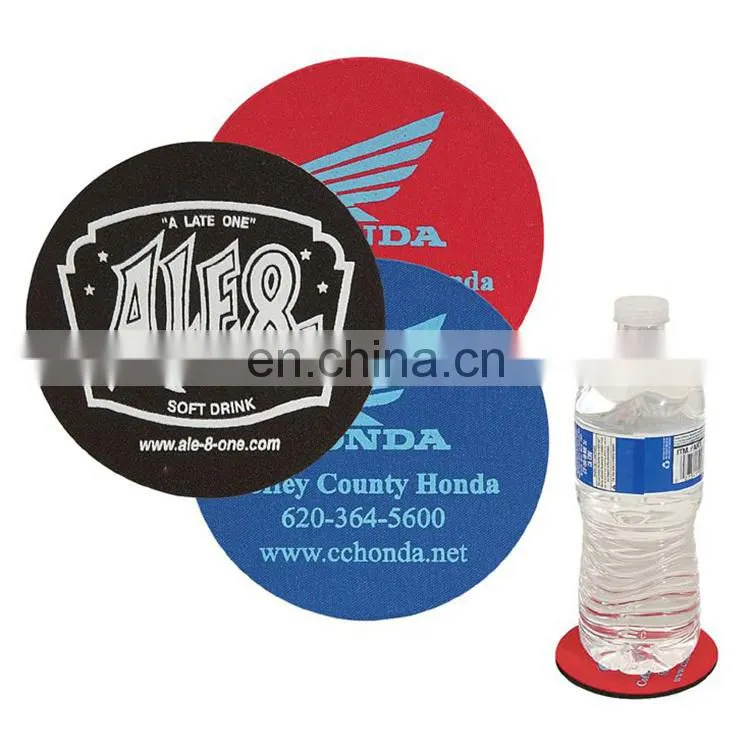 Custom polyester fabric recycled rubber drink coaster with rubber bottom