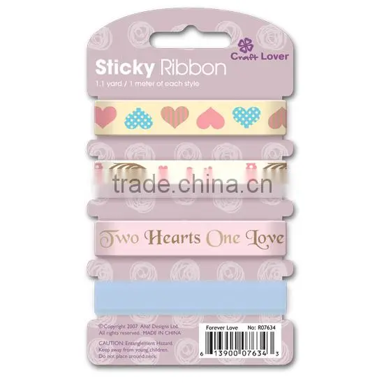 Polyester Organza Self adhesive For Scrapbook DIY Craft Gift Printed Wedding sticky ribbon set