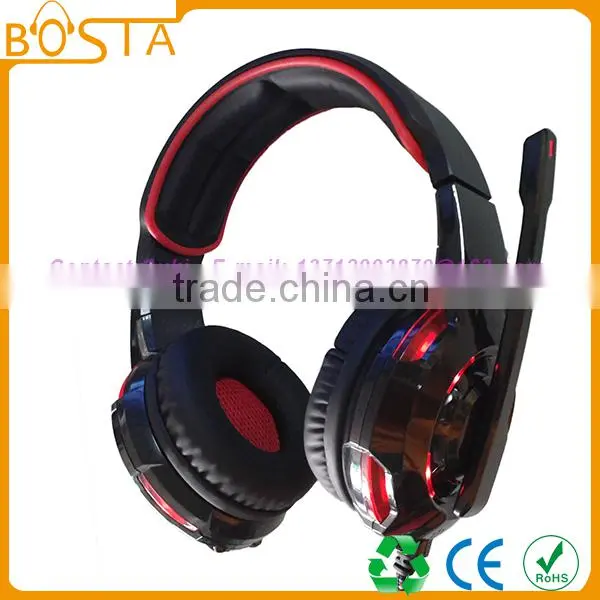 Dongguan factory new headphones gaming headset with mic & LED lighting for PC