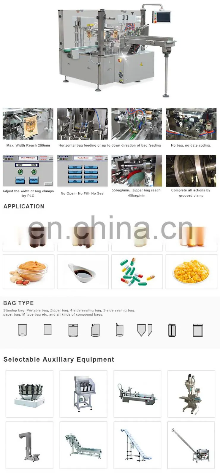 Automatic Rotary Premade Stand Up Pouch Packing Machine