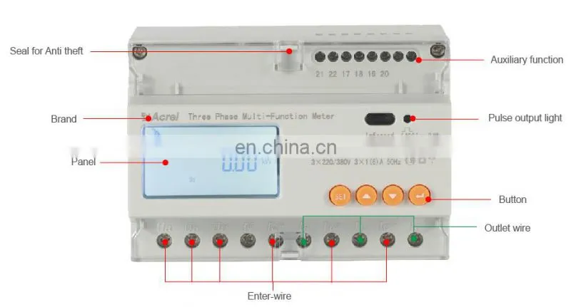 Multi tariff three phase electric meter din rail watt kwh power meter ADL3000-E/F