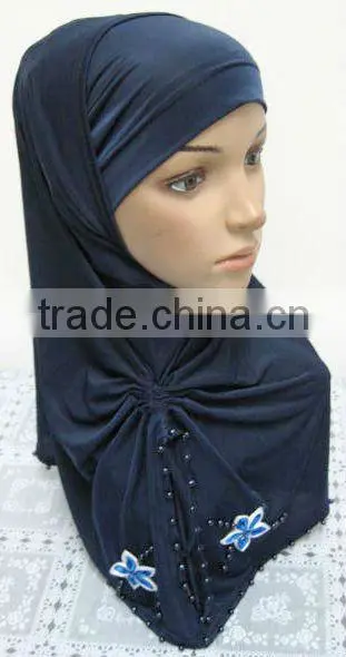 A569 Stylish islamic headscarf al amira square HEJAB pearl beaded flower two pieces MUSLIM HIJAB