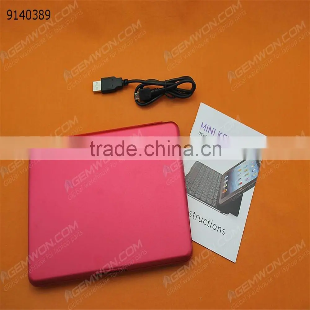 bluetooth keyboard for iPad Mini,red plastic keyboard + leather + pc case ultra-light and thin bluetooth keyboard with 7color ba