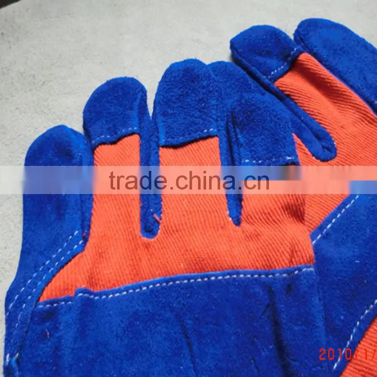 CE standard AB grade cow split leather machinist working safety leather gloves