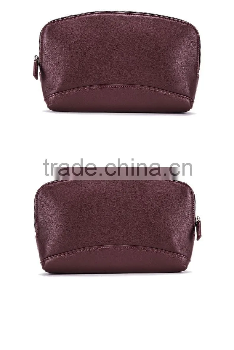 waterproof practical genuine leather cosmetic bag, leather makeup organizer case lady