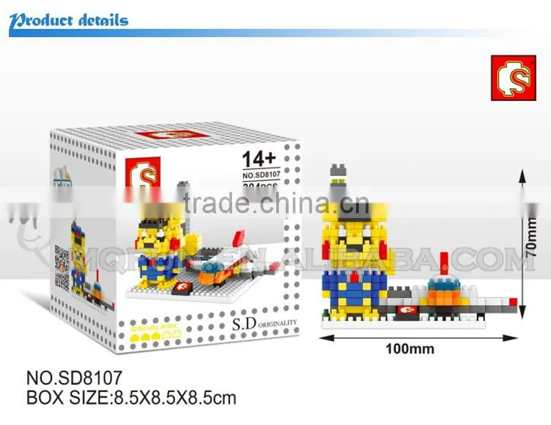 Mini Qute Sembo kawaii 6 styles amine pikachu diamond plastic building block model educational toy