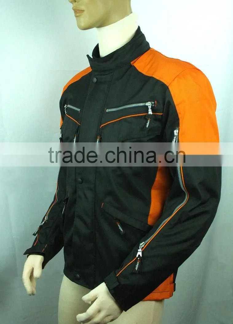 Men's Cordura Touring Motorcycle Jacket - Black with Red