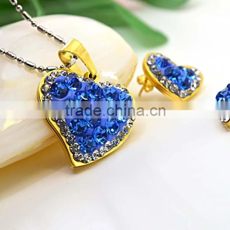 Brazilian Gold Jewelry Wholesale Gemstone Jewelry Colored Rhinestone Jewelry Set