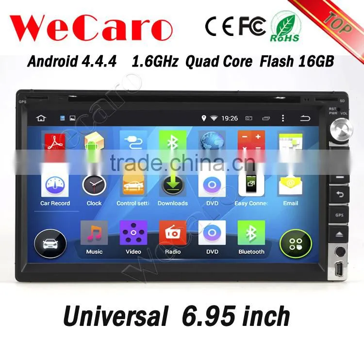 Wecaro WC-2U6005 android 4.4.4 2 din 6.95" car dvd player for universal car stereo with gps bluetooth radio wifi 3g playstore