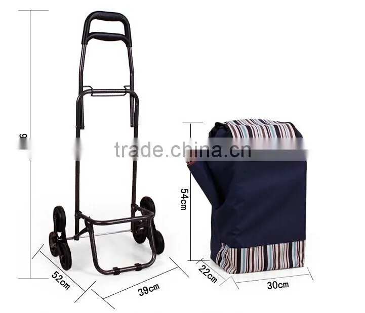 600D+PVC oxford fabric foldable Shopping trolley bag with wheels