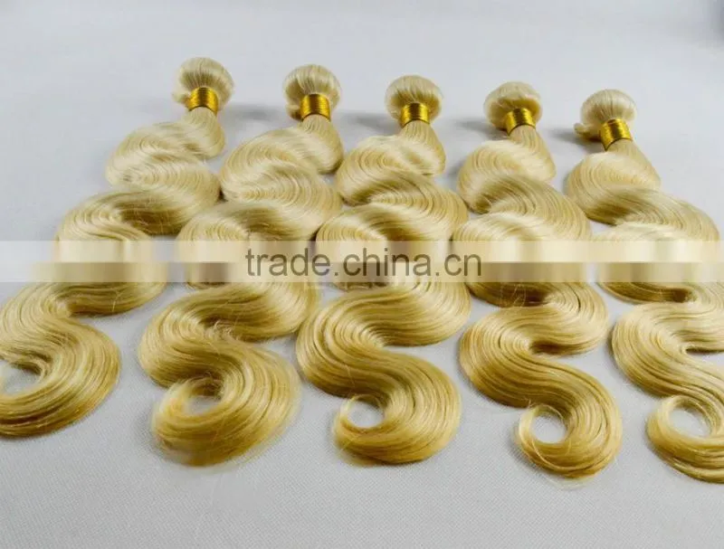 European Sew in human hair extensions honey blonde body wave hair weaving