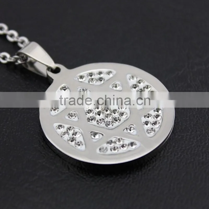 Full rhinestone titanium steel six-pointed star pendant necklace wholesale