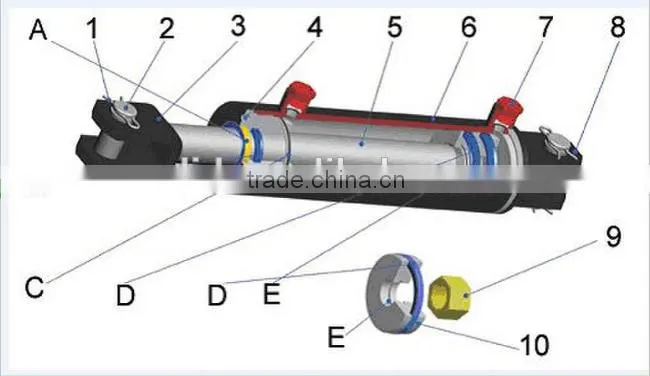 Hydraulic cylinder ram clevis welded cylinder 2008 with good quality
