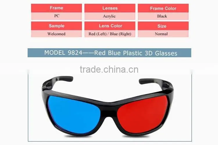 Plastic Adult Anaglyph 3D glasses, adult 3D glasses, 3D game glasses