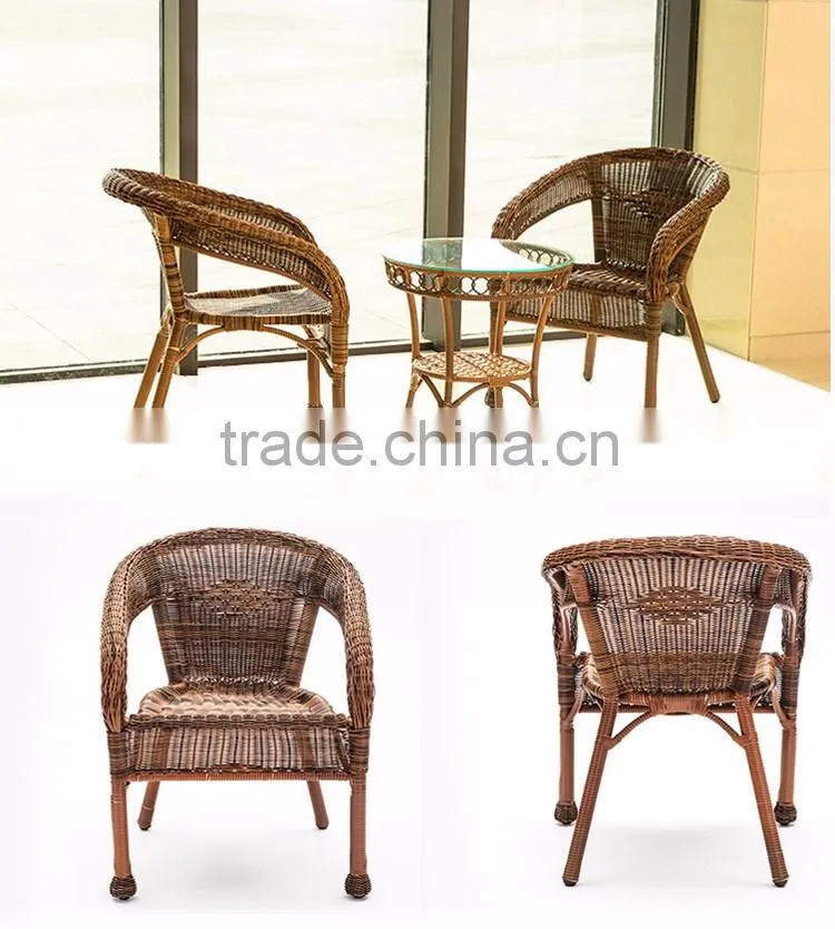 Outdoor Leisure Balcony Metal Coffee Table Rattan Dining Chair Rattan Cane Furniture