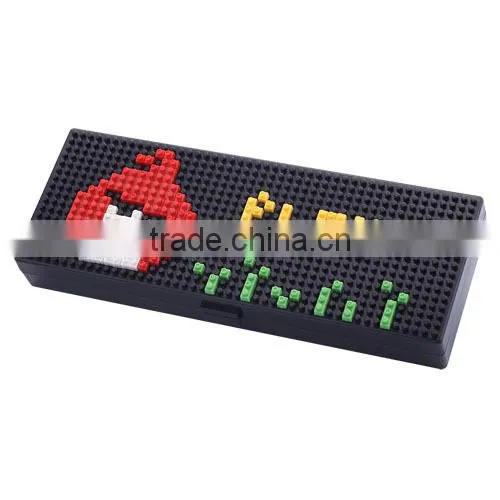 Blocks pencil box with mini DIY puzzle good for student, plastic pencil box, multi-function pencil box, pencil box for office