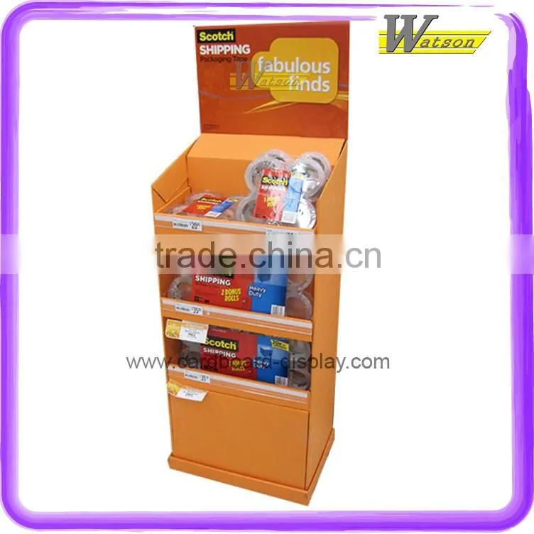 hot sale good quality 3 tier design cardboard display stand for adhesive sticker